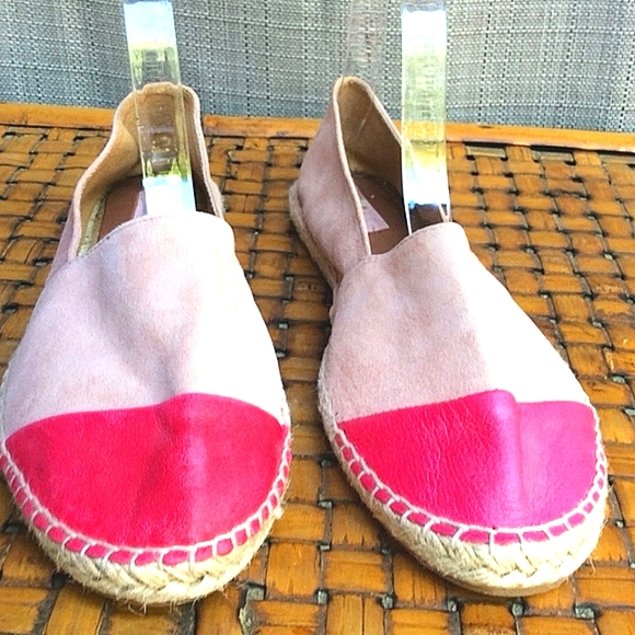 Two Tone Pink Suede and Leather Espadrilles NWOT - Picture 6 of 8